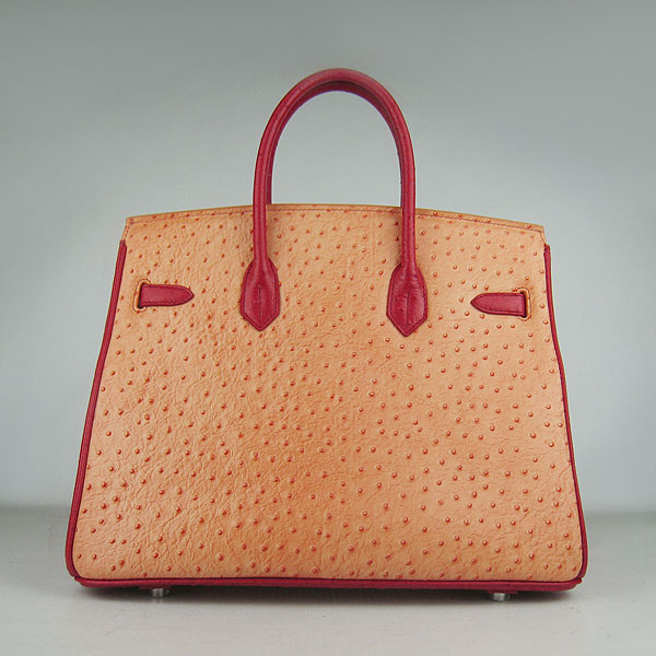 High Quality Fake Hermes Birkin 35CM Ostrich Veins Handbag Red/Orange/Green 6089